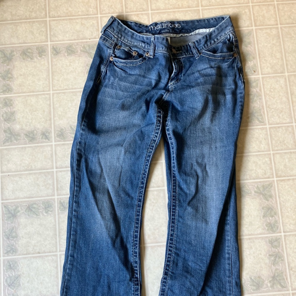 M jeans by Maurices white stitching wide leg Jeans 7/8 short